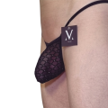 Theo Low Waist Bulge - Mesh Black Stockings