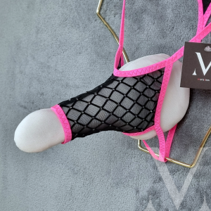 Cronus Rocket Ouvert Sleeve - Mesh Black Stockings Neon Pink