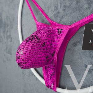 Theo Low Waist Bulge - Snakeskin Gloss Pink Azalea